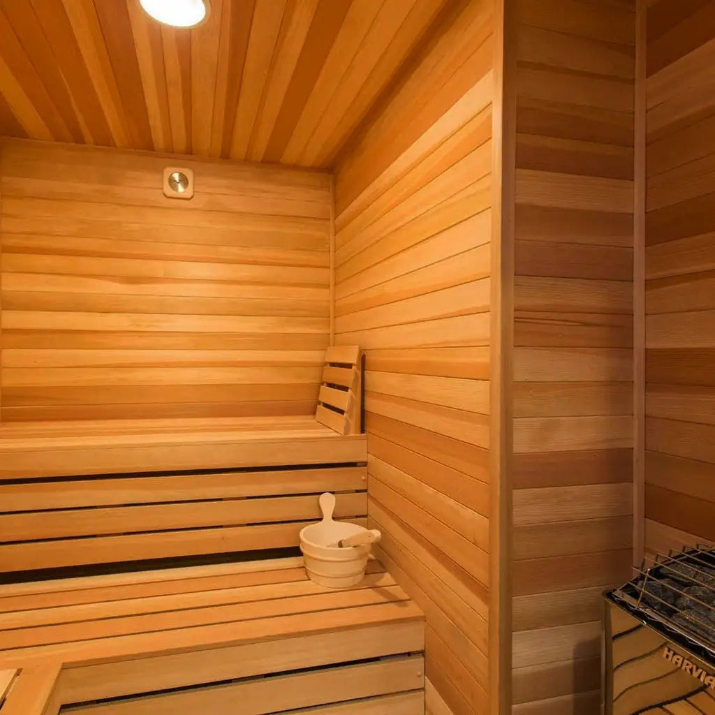 Custom Indoor Sauna Room - 8' x 9' x 8' - Finnish Sauna Builders