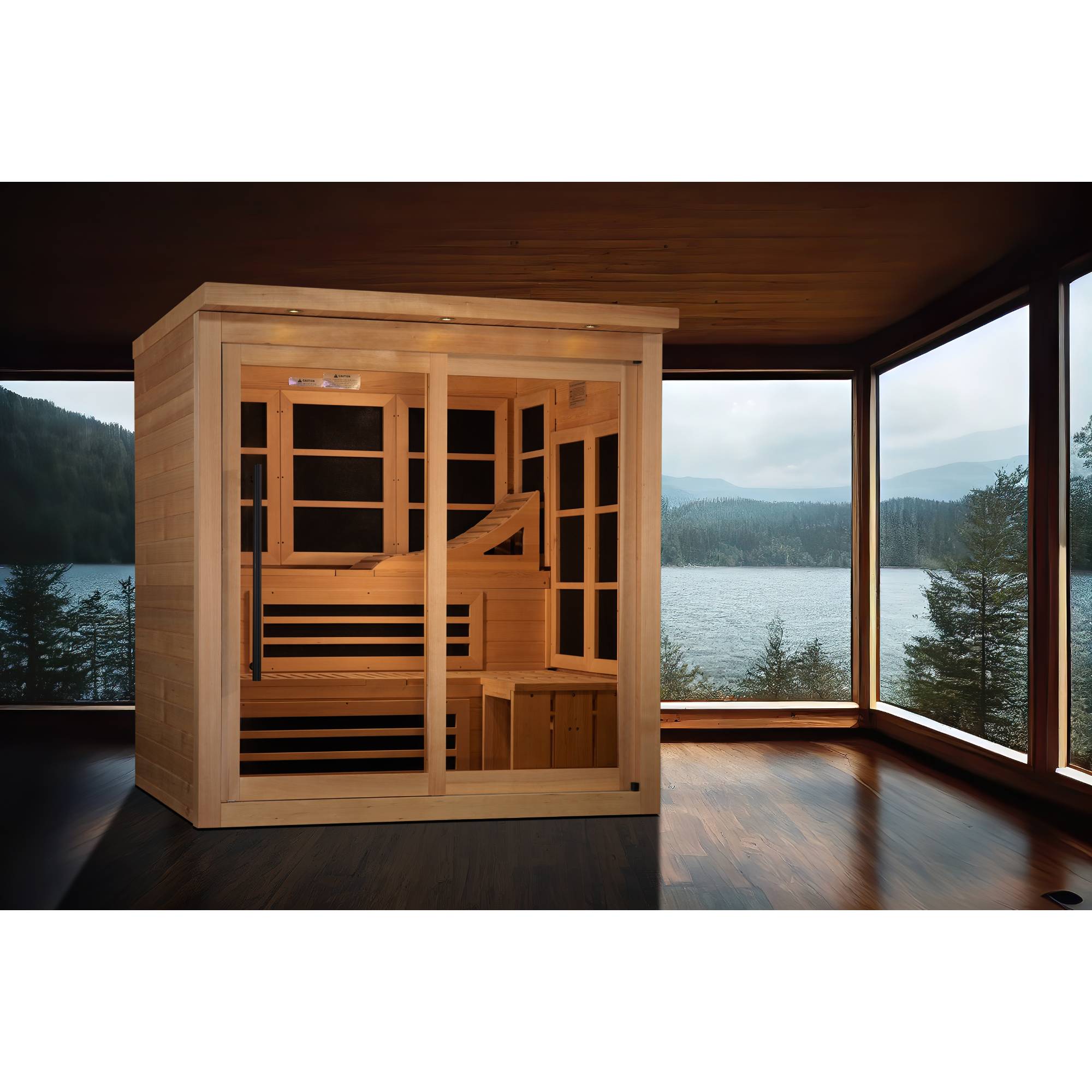 Golden Designs: Monaco Limited Edition 6-person Near Zero EMF FAR Infrared Sauna - Elite Holistic Fitness