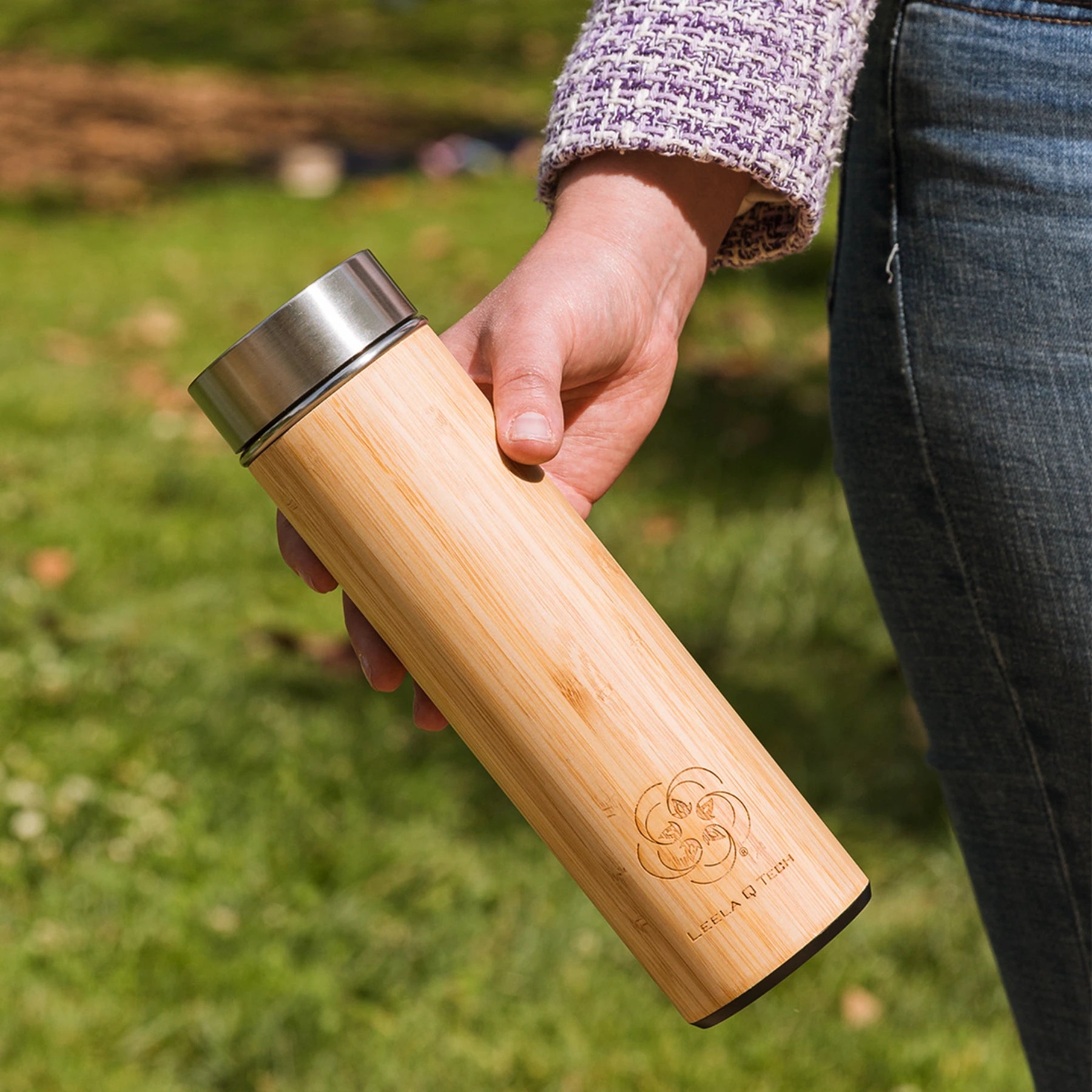 Leela Quantum H.E.A.L.® Quantum Energy Bamboo Water Bottle