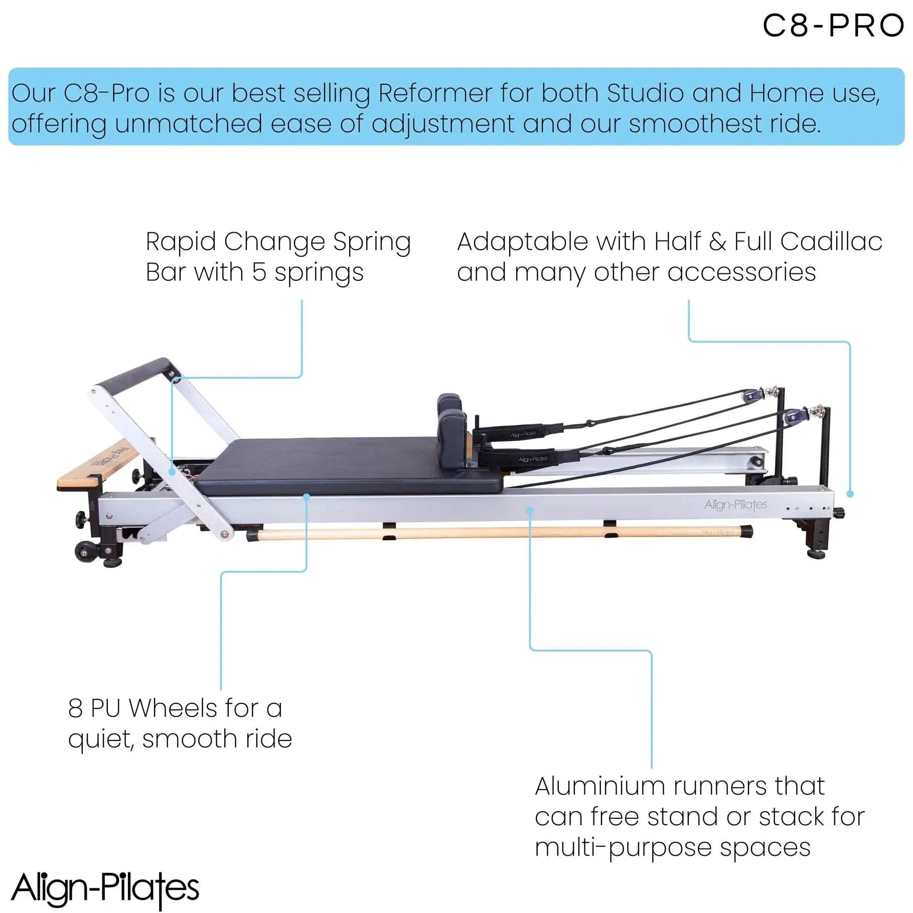 Align-Pilates: C8-Pro Pilates Reformer with Half Cadillac Bundle - Elite Holistic Fitness