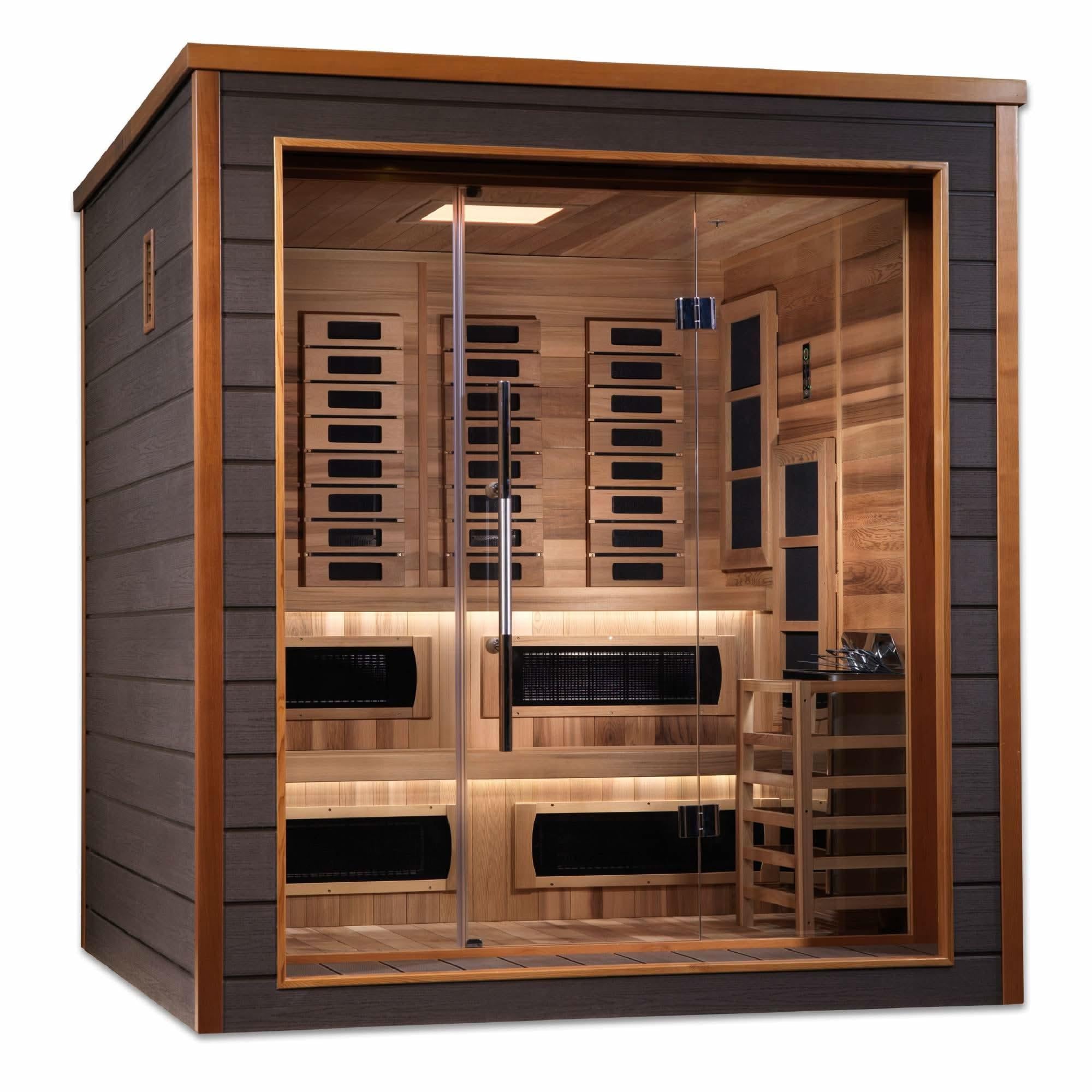 Golden Designs Karlstad 6 Person Outdoor-Indoor Hybrid Sauna.