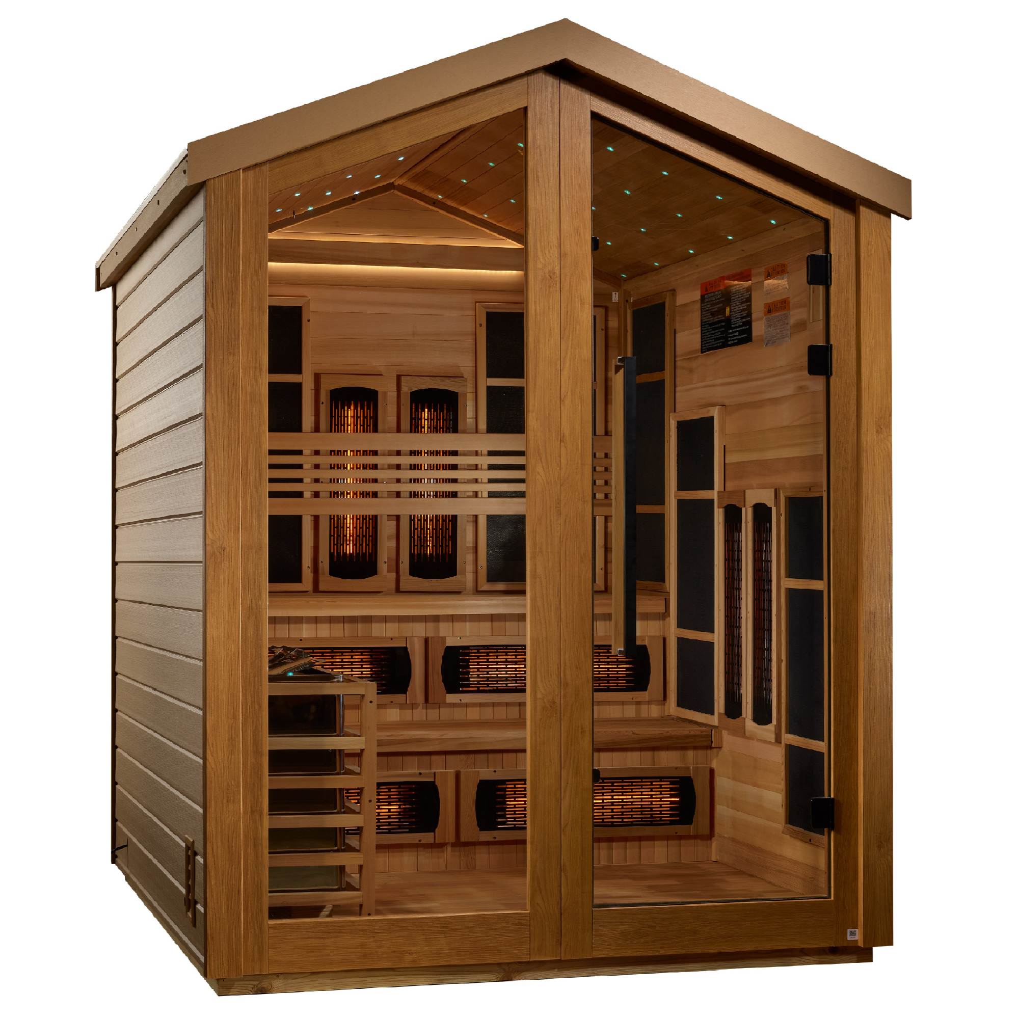 Golden Designs: Kaskinen 6 Person Hybrid (Infrared + Stove) Outdoor Sauna - Elite Holistic Fitness