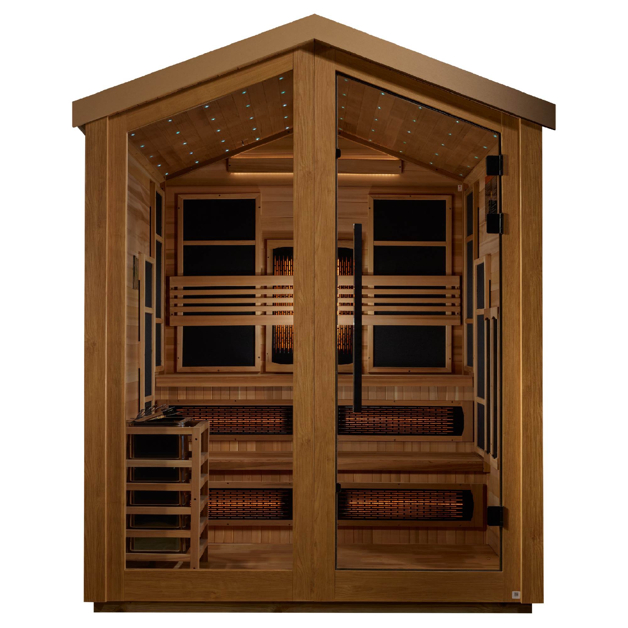 Golden Designs: Kaskinen 6 Person Hybrid (Infrared + Stove) Outdoor Sauna - Elite Holistic Fitness