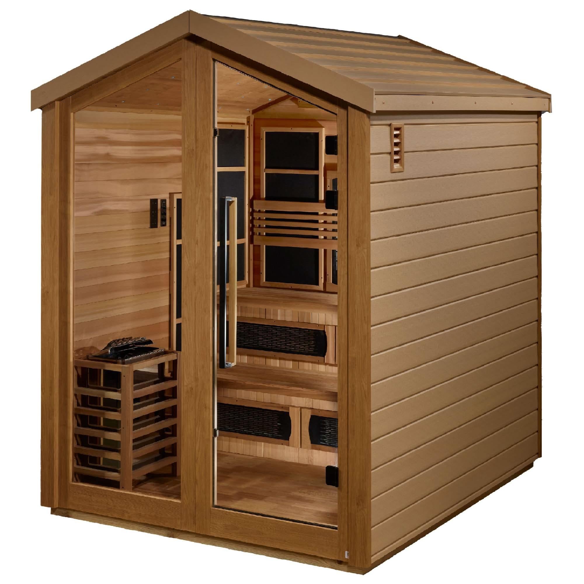 Golden Designs: Kaskinen 6 Person Hybrid Outdoor Sauna.
