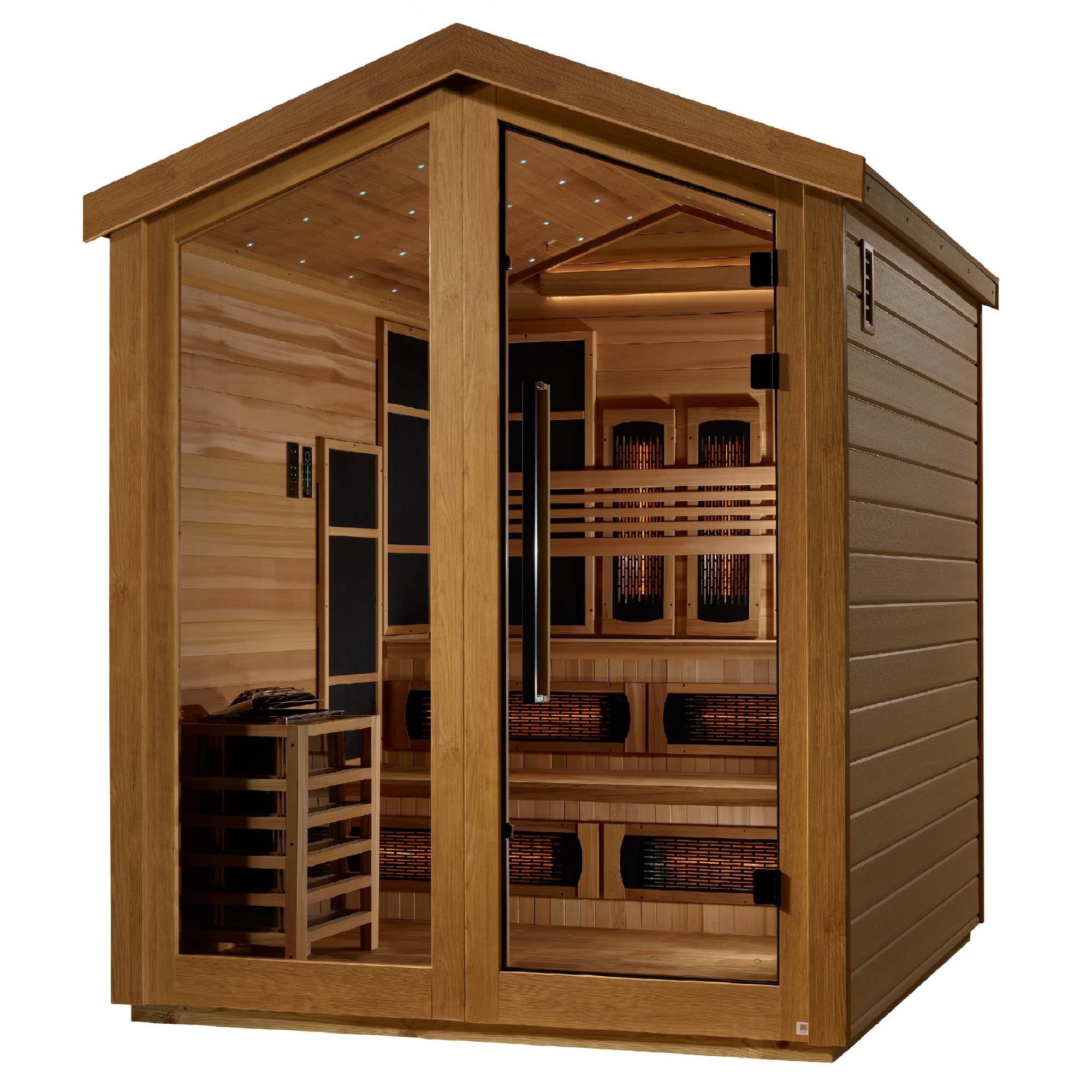 Golden Designs: Kaskinen 6 Person Hybrid (Infrared + Stove) Outdoor Sauna - Elite Holistic Fitness