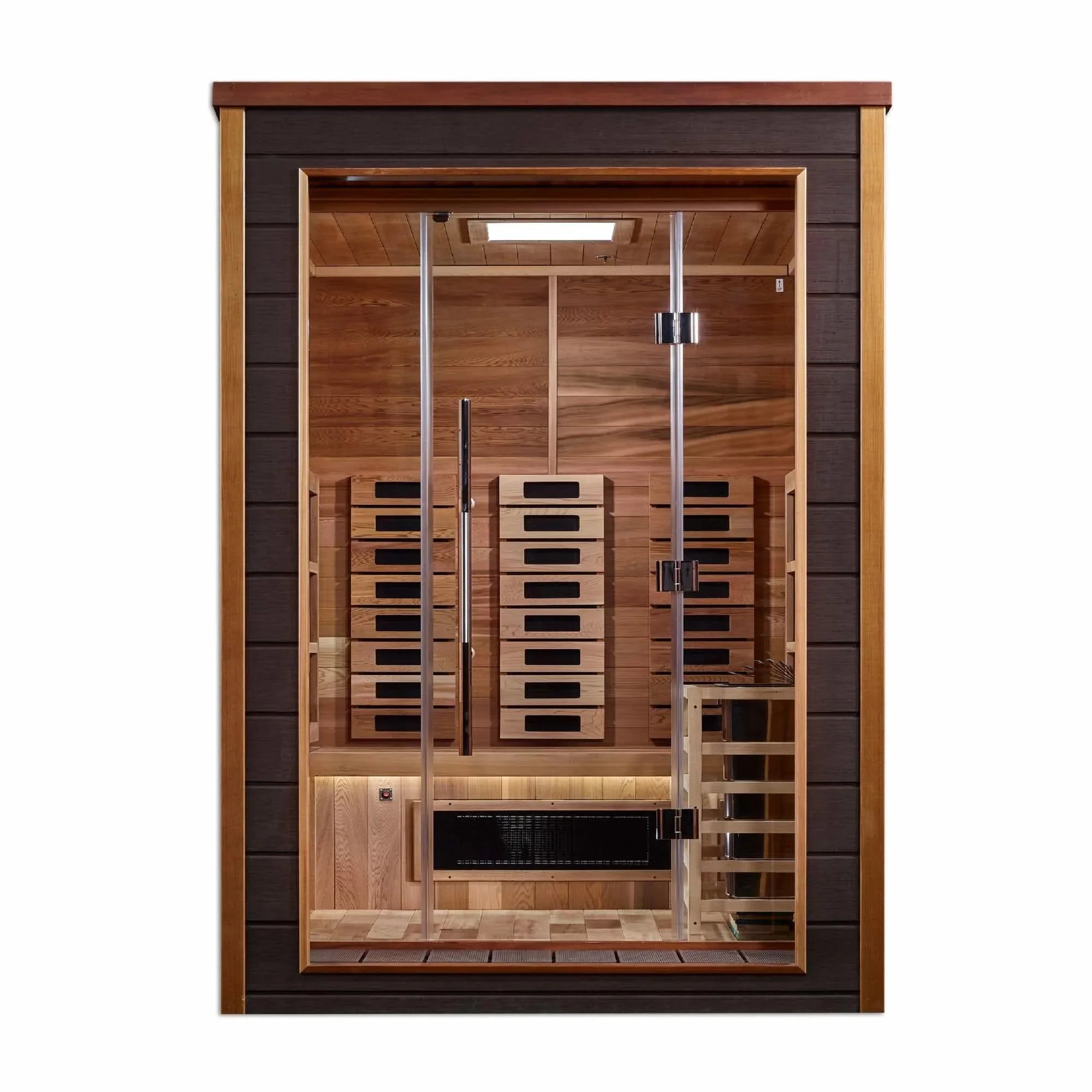 Golden Designs: Nora 2 Person Outdoor-Indoor Hybrid Sauna - Elite Holistic Fitness