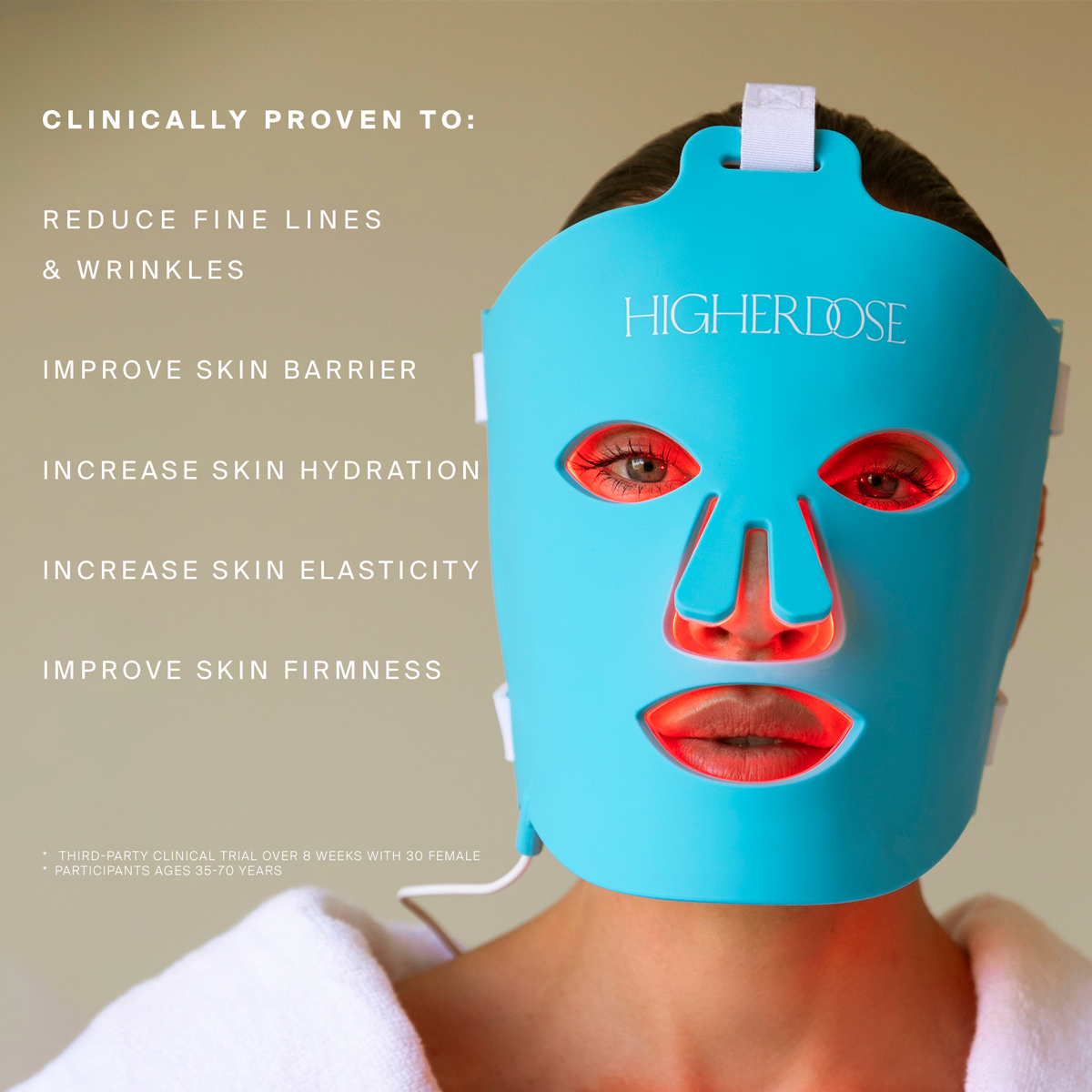 HigherDOSE Red Light Face Mask.