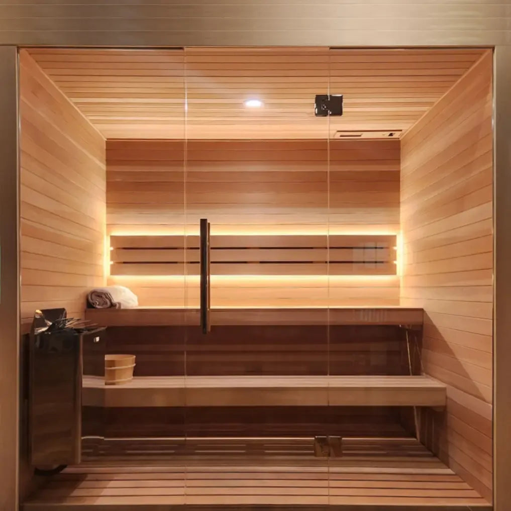 Custom Indoor Sauna Room - 8' x 9' x 8' - Finnish Sauna Builders - Elite Holistic Fitness