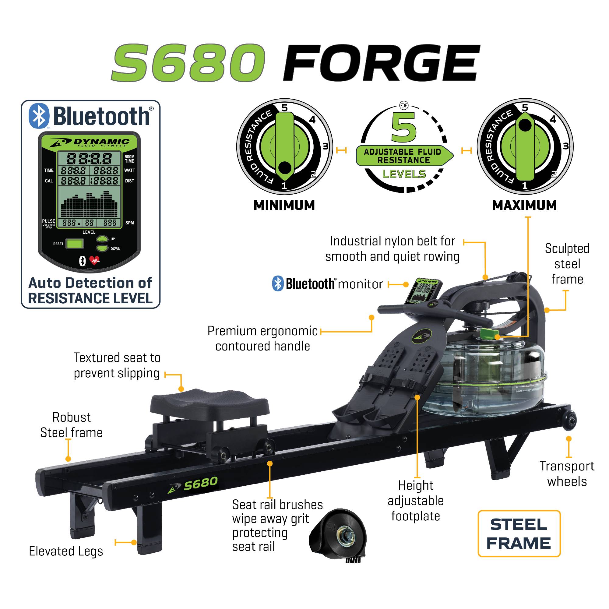 Dynamic Fluid Fitness S660 Forge Rower