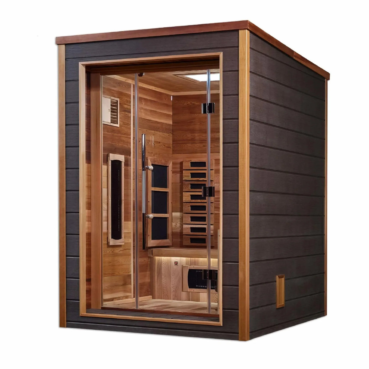 Golden Designs: Nora 2 Person Outdoor-Indoor Hybrid Sauna - Elite Holistic Fitness