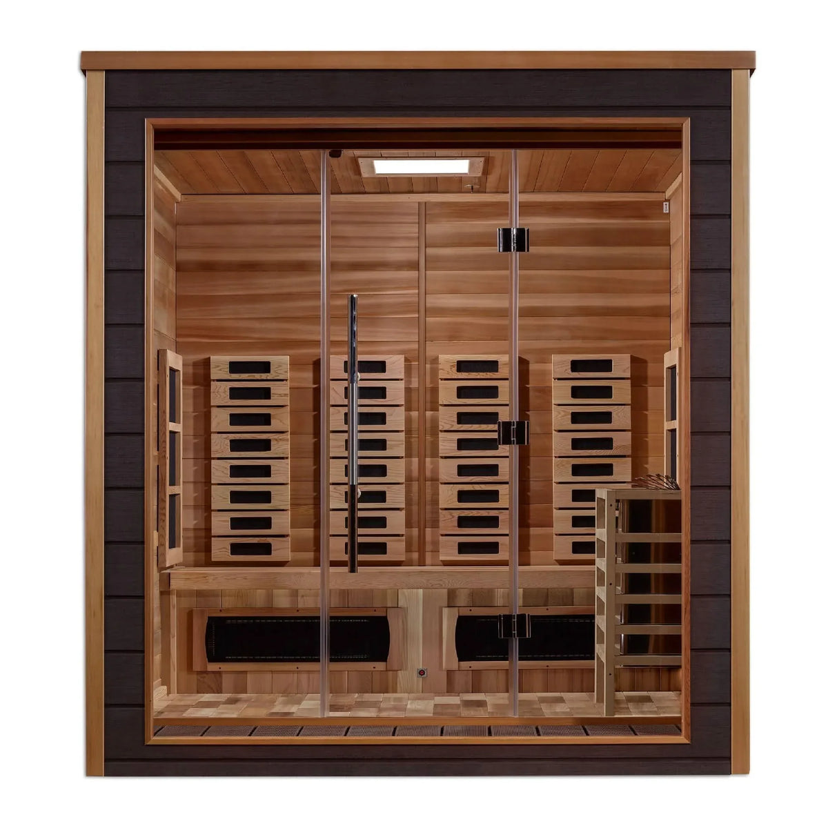 Golden Designs: Visby 3 Person Outdoor-Indoor Hybrid Sauna - Elite Holistic Fitness