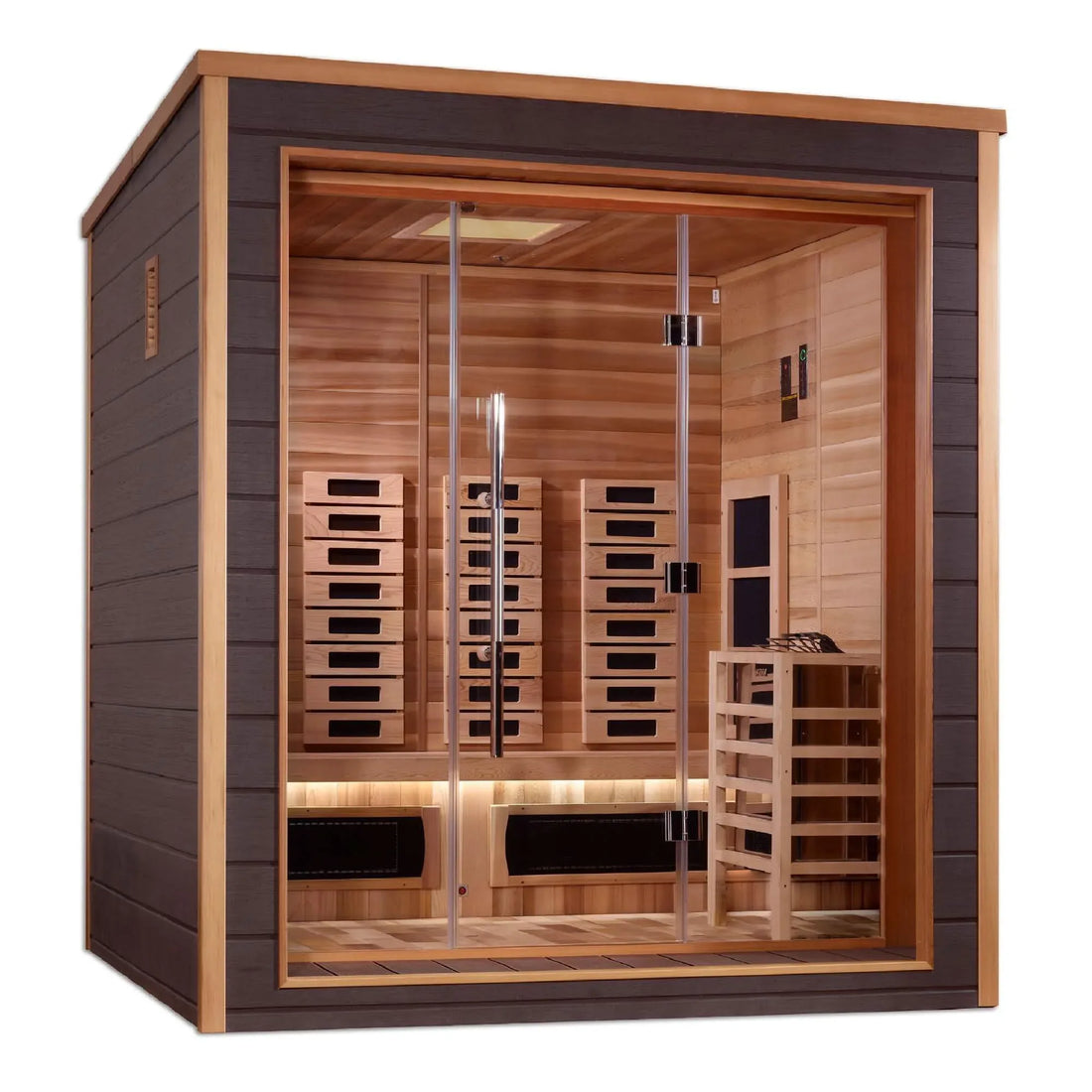 Golden Designs: Visby 3 Person Outdoor-Indoor Hybrid Sauna - Elite Holistic Fitness