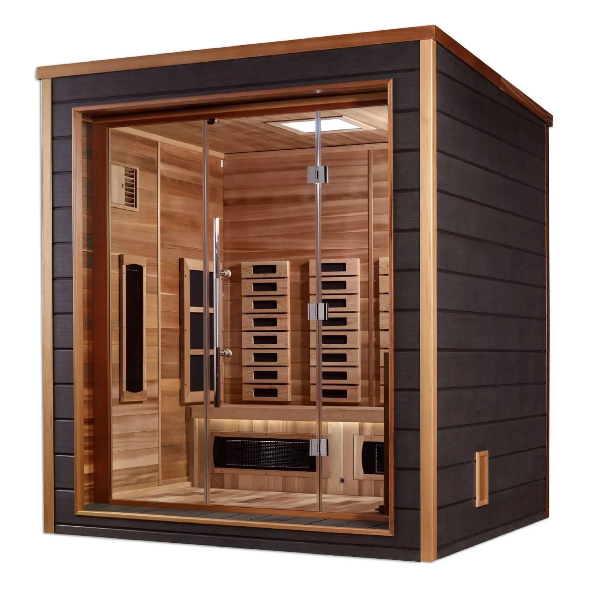 Golden Designs: Visby 3 Person Outdoor-Indoor Hybrid Sauna - Elite Holistic Fitness