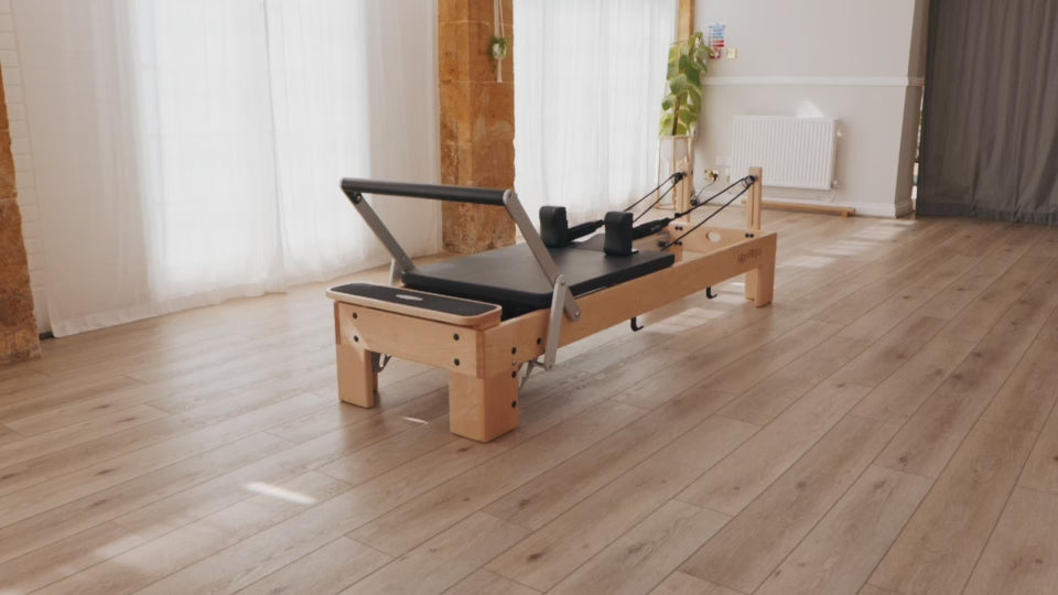 Align-Pilates M8-Pro Maple Pilates Reformer with Sitting Box.